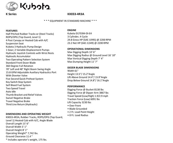 Image of Kubota KX033-4R3A Image 1
