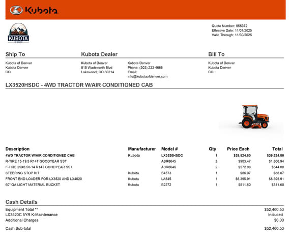 Image of Kubota LX3520HSDC Image 1
