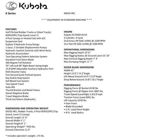 2026 Kubota KX033-4R1 Equipment Image0