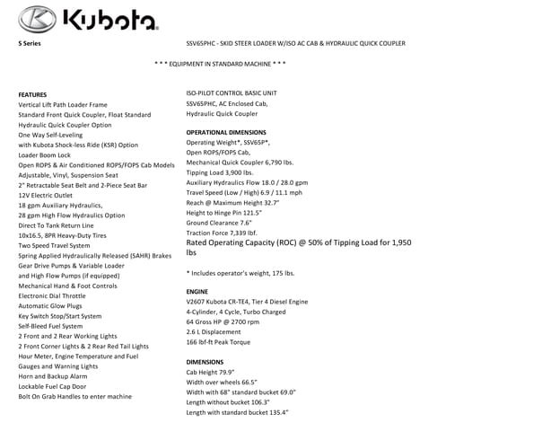 2026 Kubota SSV65PHC Equipment Image0