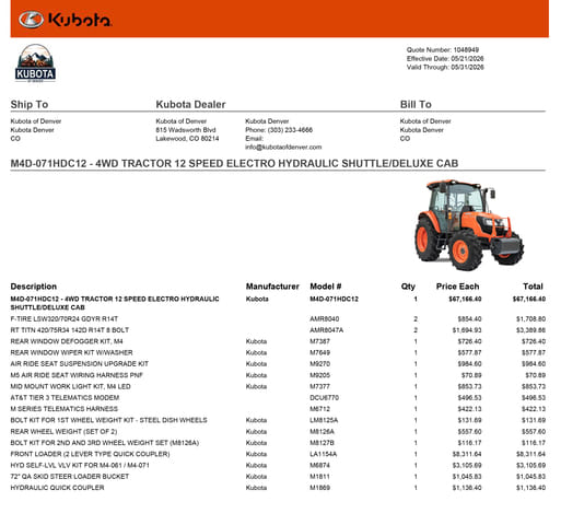 2026 Kubota M4D-071HDC12 Equipment Image0