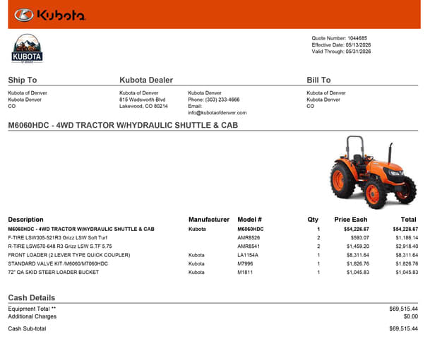 Image of Kubota M6060HDC Image 0