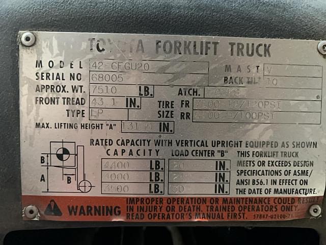 Image of Toyota 42 6FGU20 equipment image 4