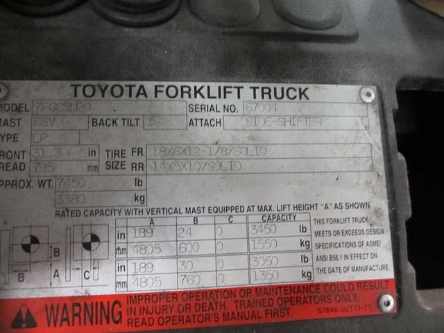 Image of Toyota 7FGCSU20 equipment image 4